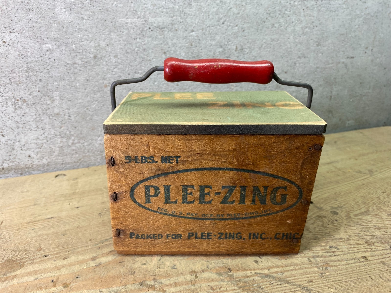 Vintage Wood Plee-Zing White American Cheese Box Chicago