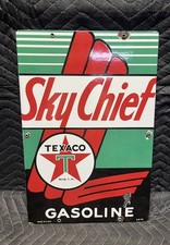 Vintage 1945 Texaco Sky Chief Gas Metal Sign (12 x 18) picture