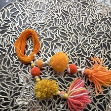  Handmade Pom Pom Tassel hair accessories  Orange Yellow picture