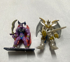 2pc Fantasy Mini Figurine Set Winged Demon & Angel Knight w/ Swords Plastic picture