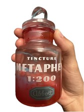 Vintage Tincture Metaphen 1:200 Abbott Glass Jar with Lid Stained Red/Pink Rare picture