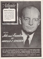 The Atlantic 1946 Vintage Print Ad Jobs and Freedom by Harold E. Stassen picture