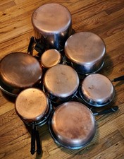 Vtg REVERE WARE 1801 Copper Bottom 17pc Set-Pots,pans & Steamer W/lids EUC picture