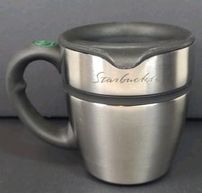 Vintage 2001 Starbucks Stainless Steel Travel Chubby Coffee Mug Barista 12 oz picture