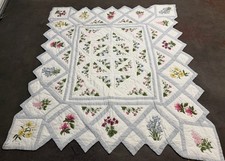Vintave Floral Quilt Gingham Cottage Core Americana Diamon Block 84 X 96  picture