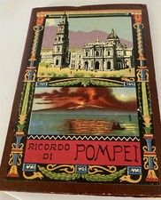 Antique RICORDO DI POMPEI Souvenir Accordion Photo Folder Red Faux Leather Cover picture