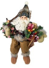 Large Sitting Woodland Santa Doll Plush Figurine Christmas Holiday H25” x L18” picture