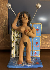 Vintage Josefina Aguilar Shower Scene Oaxacan Clay Folk Art Pottery Signed picture