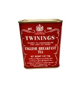 Vintage Twinings Tea Tin English Breakfast Tea Empty Red 3.5” Inch Nice EUC picture