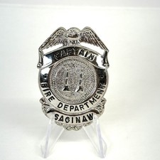 vintage obsolete Fire Department Captain Badge Saginaw picture
