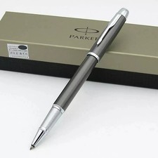 Good Grey Parker IM Series Rollerball Pen Fine Nib Black Ink Refill No Box picture