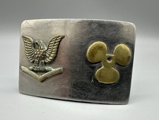 Navy Naval Coast Guard Propeller Eagle Shipyard Brass Belt Buckle USA Custom picture