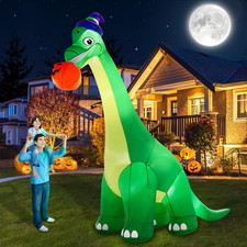 13Ft Giant Halloween Dinosaur Inflatable Decorations Bite Large Pumpkin with Wi picture