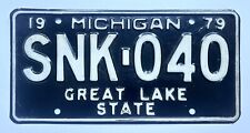1979 Michigan License Plate # SNK 040 Great Lake State Vintage picture