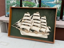 Vintage Turner Relief Ship 3D Decor Wall Nautical Boat Mid Century picture