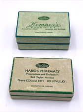 Two 1940s 1950s Prescription Pill Medicine Box Habit’s Kemper’s Pharmacy Hy-Pure picture