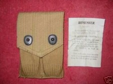ORIG. WW I MILLS KHAKI 45 CAL. DOUBLE CLIP POUCH DATED 1918 MINT picture