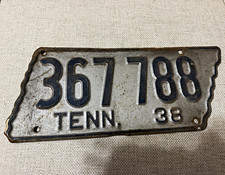 1938 Tennessee License Plate 367788 TENN. Vintage Collectible Tag Plate picture