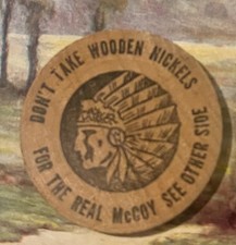 Vintage 1960s Schlitz Malt Liquor Wooden Nickel 🍺 Indian Chief Breweriana Token picture