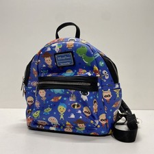 Disney Parks Loungefly Pixar Characters Blue Leather Mini Backpack picture