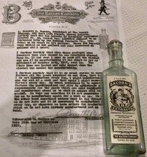 ANTIQUE 1909-1927 THE BACORN COMPANY Imitation Strawberry Extract GLASS BOTTLE picture