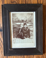 Antique Victorian Cabinet Photo, Man in Feathered Hat, Framed picture