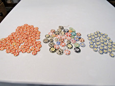 LOT OF 124 VINTAGE ANTIQUE  CERAMIC CHINA STENCIL BUTTONS picture