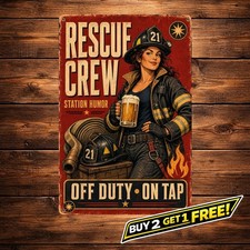 Funny Firefighter Humor Poster Vintage Red Tin Sign Man Cave Decor picture