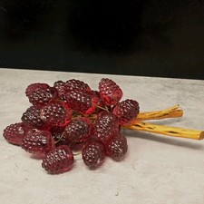 Vtg LG Lucite Raspberries On Drift Wood MCM Glows Under Blacklight 1960s 11