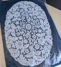 Vtg Italian Lace Doily Table Topper Floral Oval White NOS Sealed Made Italy New picture