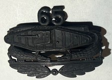 RARE WW1 US ARMY SINGLE TANK CORPS OFFICER LARGE COLLAR INSIGNIA NUMBERED PIN picture