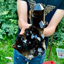 4.6LB  Natural Tea black Crystal quartz Cluster Mineral Specimen Healing reiki picture