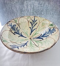 Antique 19th Century Spanish Fajalauza Lebrillo- Hand-Painted Terracotta Bowl  picture