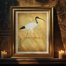 Egyptian Ibis Art Print God Thoth Painted Hieroglyph Wall Decor picture