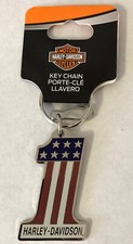 Harley-Davidson Number 1 Red White Blue Metal Key Chain NEW picture