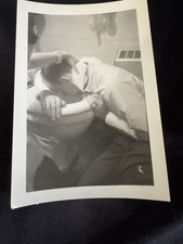 VTG 1940-1950s Photo Woman Helping Man Who’s Throwing Up  Vomiting On Toilet picture