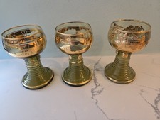 Antique German View Glasses Wurzburg & Bad Kissingen 3 Pc Gold Gilt picture