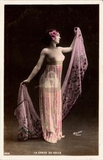 Risqué Dancer LA Danse du Voile Waléry Paris Hand-Colored #3 RPPC Postcard COPY picture