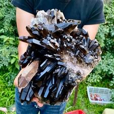 11LB  Natural Tea black Crystal quartz Cluster Mineral Specimen Healing reiki picture