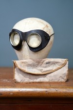 Vintage WW2 US Army Air Force type B-8 Flying Goggles Motorcycle Glasses Leather picture