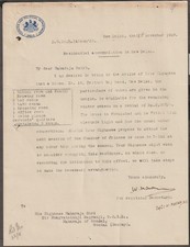 JN India 1929 Foreign and Political Department Delhi Letter to Maharaja Gondal picture