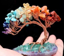 Multicolor Gemstone Hand-Knitted Lucky Tree Chakra Reiki Healing Energy Ornament picture