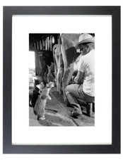 1954 CATS Drinking FRESH MILK from Cow Cute Matted & Framed Farm Picture Photo picture