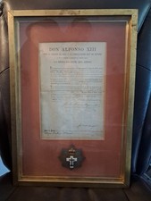 1896 Spanish Order of Naval Merit Medal w/ Royal Certificate Alfonso XIII Framed picture