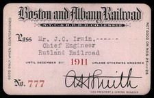 Antique 1911 Boston and Albany Railroad Pass picture