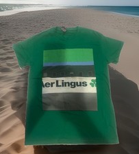 Rare Aer Lingus Airlines Clover Logo Shirt Adult Small Green Irish Ireland New picture