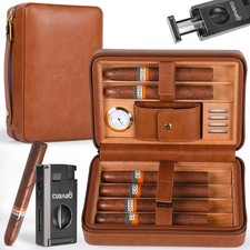 Estuche De Cuero Para Puros Humidores De Viaje Con Forro De Madera Funda De Piel picture