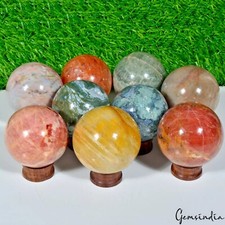 Wholesale 9pcs Natural Multi Gemstones Ball Healing Crystal Sphere Collectible picture