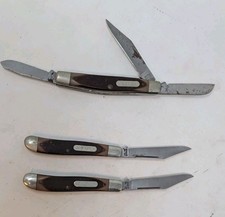 3 Vintage Schrade USA Old Timer Jack Pocket Knife Knives 340t 120t As Is picture