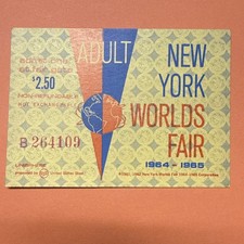 VINTAGE 1964-1965 NEW YORK WORLD'S FAIR ADULT TICKET Never Used picture